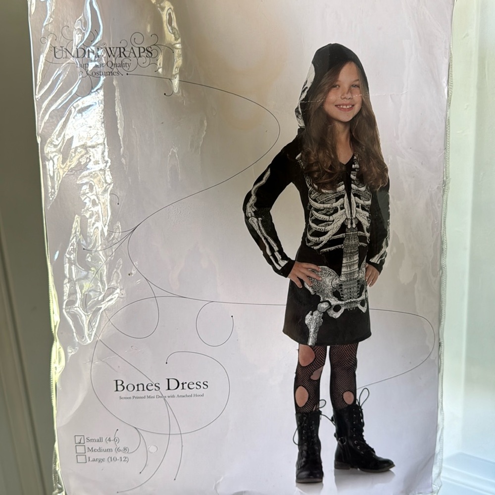 Bone dress Halloween costume skeleton dress printed on both sides size small